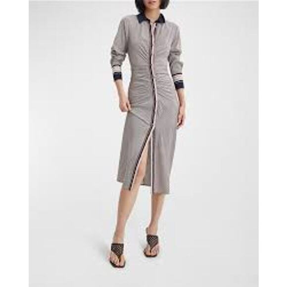 Veronica Beard Silk Print Button Front Shirt Midi Dress Women's Size 10 NWT - Picture 4 of 13